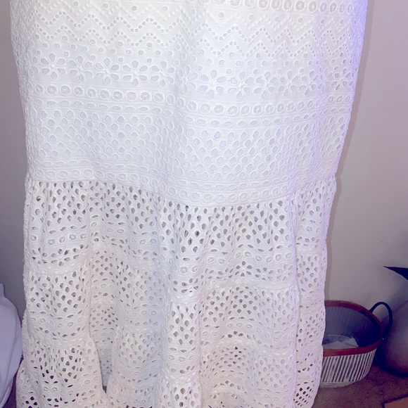 Self-Portrait White  Bea Guipure  Embroidery Lace Midi Dress - Picture 6 of 11